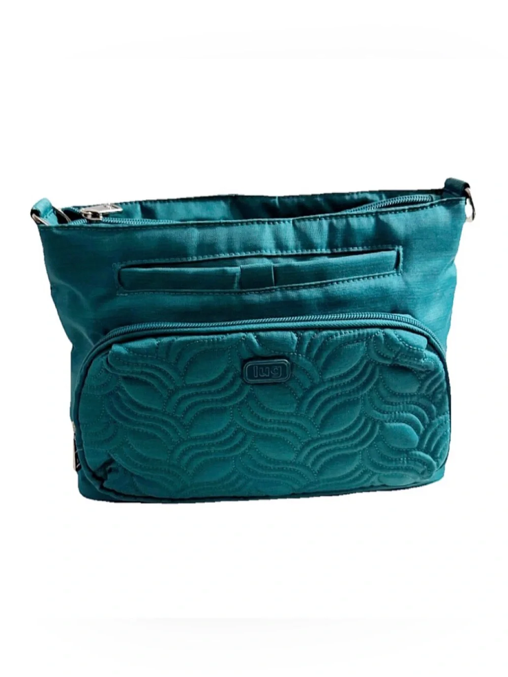 Lug Samba RFID Crossbody Bag Teal Quilted Travel Purse Organizer Missing Strap